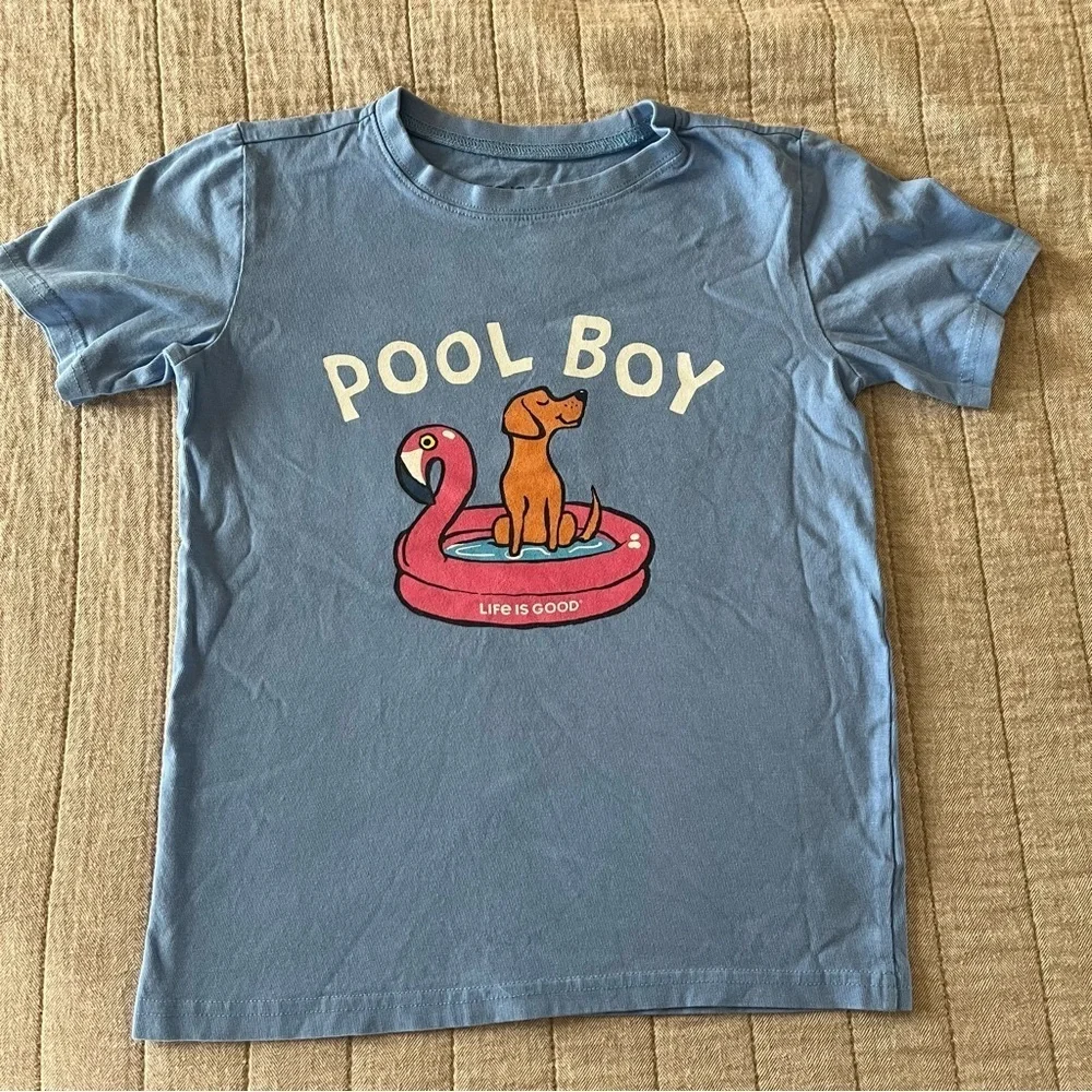 Life is Good Kids Blue 'Pool Boy' Graphic T-Shirt, Size M